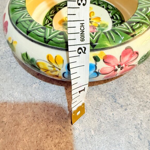 Costa Rican Art Pottery Bowl Geo Floral Motif Trinket Key Dish VTG Chic Decor - Picture 11 of 11